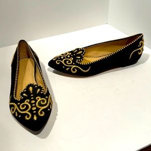 Suede and gold, Charlotte Olympia ladies flats